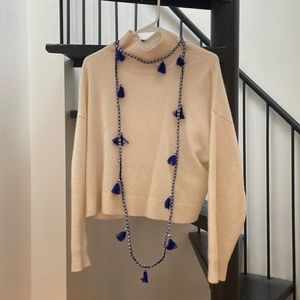 Roberta Roller Rabbit Blue and White Tassel Necklace